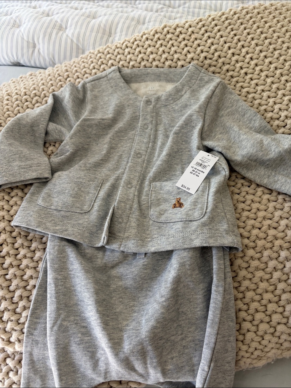 GAP Grey Kids Two-Piece Pajama Set